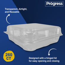 Load image into Gallery viewer, Progress 9x9 RPET Hinged Container Clear 260 CT
