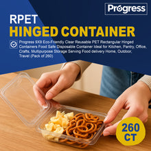 Load image into Gallery viewer, Progress 9x9 RPET Hinged Container Clear 260 CT
