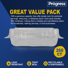 Load image into Gallery viewer, Progress 9x9 RPET Hinged Container Clear 260 CT
