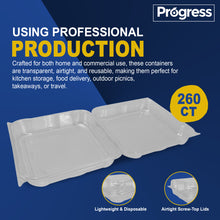 Load image into Gallery viewer, Progress 9x9 RPET Hinged Container Clear 260 CT
