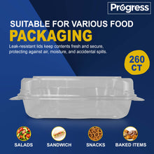 Load image into Gallery viewer, Progress 9x9 RPET Hinged Container Clear 260 CT
