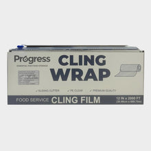 Load image into Gallery viewer, Progress 12" x 2000' Plastic Food Wrap Film Roll 4 Pack 50 Gauge Thickness

