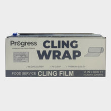 Load image into Gallery viewer, Progress 18" x 2000' Plastic Food Wrap Roll with Slide Cutter 4 Pack per Case

