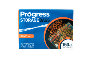 Progress Double Zipper Food Storage bags 150ct (Quart)