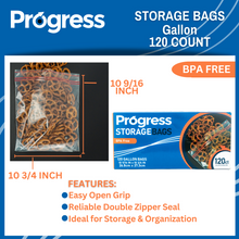 Load image into Gallery viewer, Progress Double Zipper Food Storage bags 150ct (Quart)
