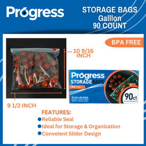 Progress Double Zipper Food Storage bags 120ct (Gallon)