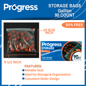 Progress Slider Food Storage Bags - Gallon, 90 count