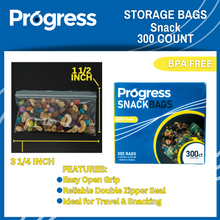 Load image into Gallery viewer, Progress Double Zipper Snack Storage bags - 300 count
