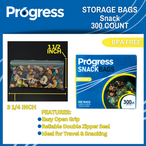 Progress Double Zipper Snack Storage bags - 300 count