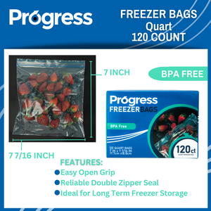 Progress Double Zipper Freezer Storage bags (Quart)