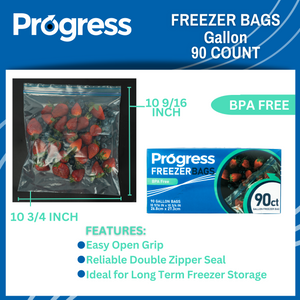 Progress Double Zipper Freezer Storage bags 90ct (Gallon)