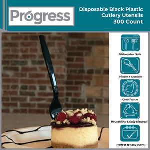 Progress Plastic Cutlery Set Black