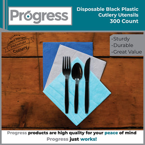 Progress Plastic Cutlery Set Black