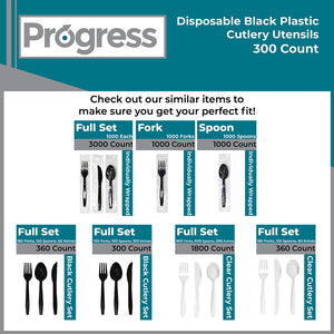 Progress Plastic Cutlery Set Black