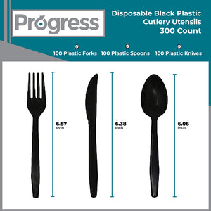 Progress Plastic Cutlery Set Black