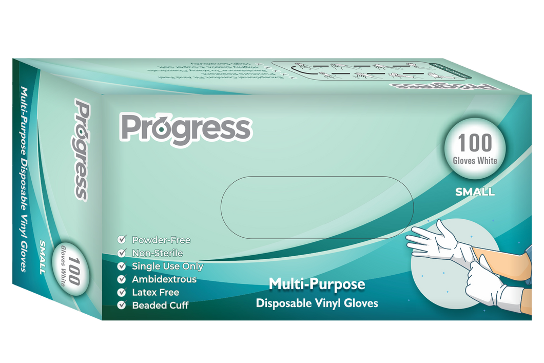 Progress Multipurpose Vinyl Gloves - White