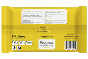 Progress Anti-bacterial Wipes, 50 CT